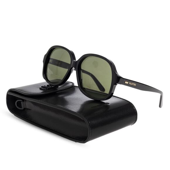 New! Valentino VLS 177A Black Sunglasses with Green Lenses, Authentic